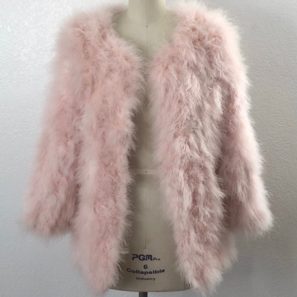 Pink feathered coat